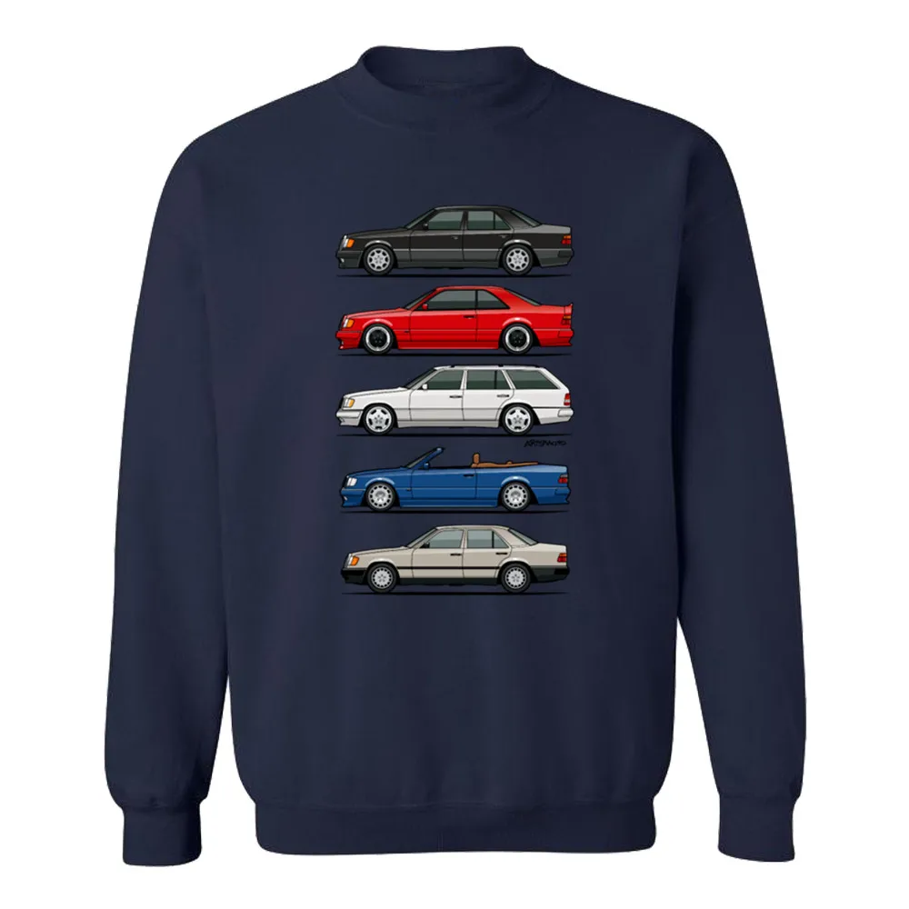 navy blue Забавный стек Mercedes W124 E Class мужские толстовки Harajuku топы толстовки с длинными рукавами и круглым вырезом хлопок одежда автомобильные темы - Цвет: navy blue