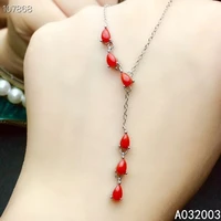 kjjeaxcmy fine jewelry 925 sterling silver inlaid natural red coral female pendant necklace popular support test