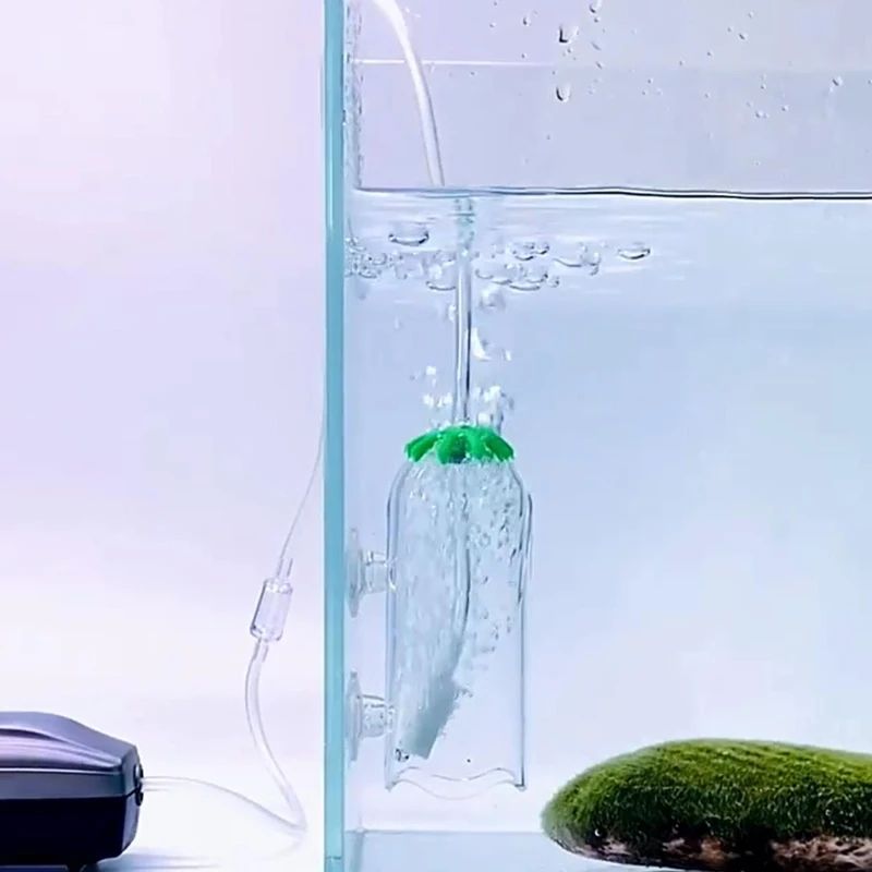 

Aquarium Air Oxygen Bubbler Acrylic Cup with Suction Cups High Dissolved Oxygen for Fish Tank Beautiful Decoration