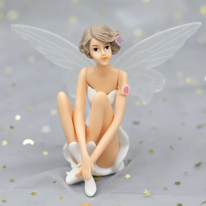 

1Pc White Flower Fairy Ornaments Home Living Room Desktop Decorations Lovely Exquisite Fairy Interior Car Ornaments Accessories