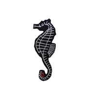 fine underwater world embroidered black patch clothing applique iron on seahorse patches kids clothes t shirt sticker diy decor