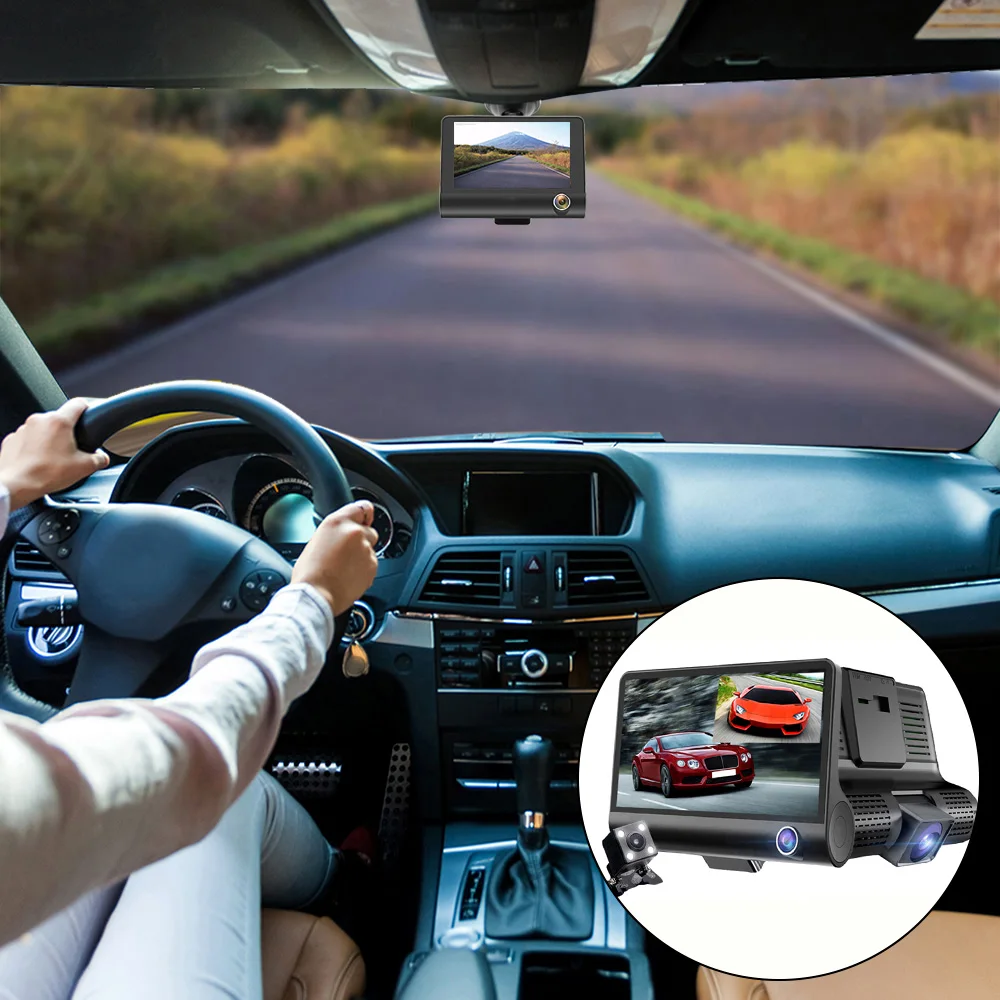 4 0 дюймовый автомобильный видеорегистратор с 3 камерами Full HD 1080P видеокамера