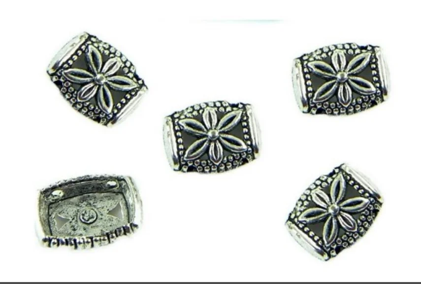 1000PCS Antiqued Silver Metal Flower Two Holes Spacer Bars For Jewelry Making