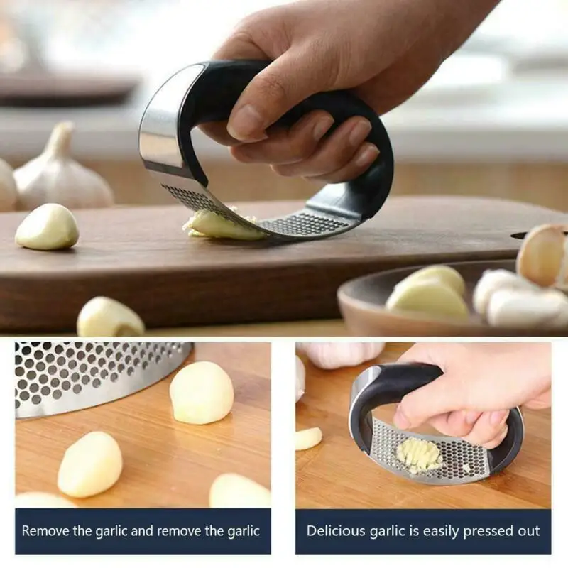 

Stainless Steel Garlic Press Manual Garlic Grinder Grater Ginger Press Kitchen Garlic Chopper Crusher