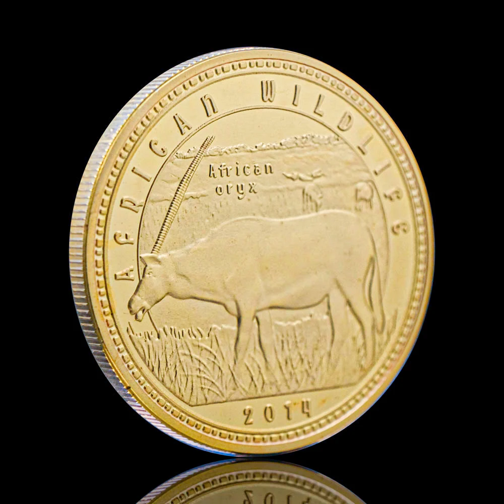 

Gold Silver Plated African Wildlife Oryx Zambia Kwacha Animal Souvenirs Coin Medal Collectible Challenge Coins Gift Challenger