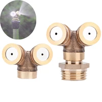 10pcs 2 head garden sprinklers irrigation brass water flower misting nozzle fog sprayer for agricultural garden tools