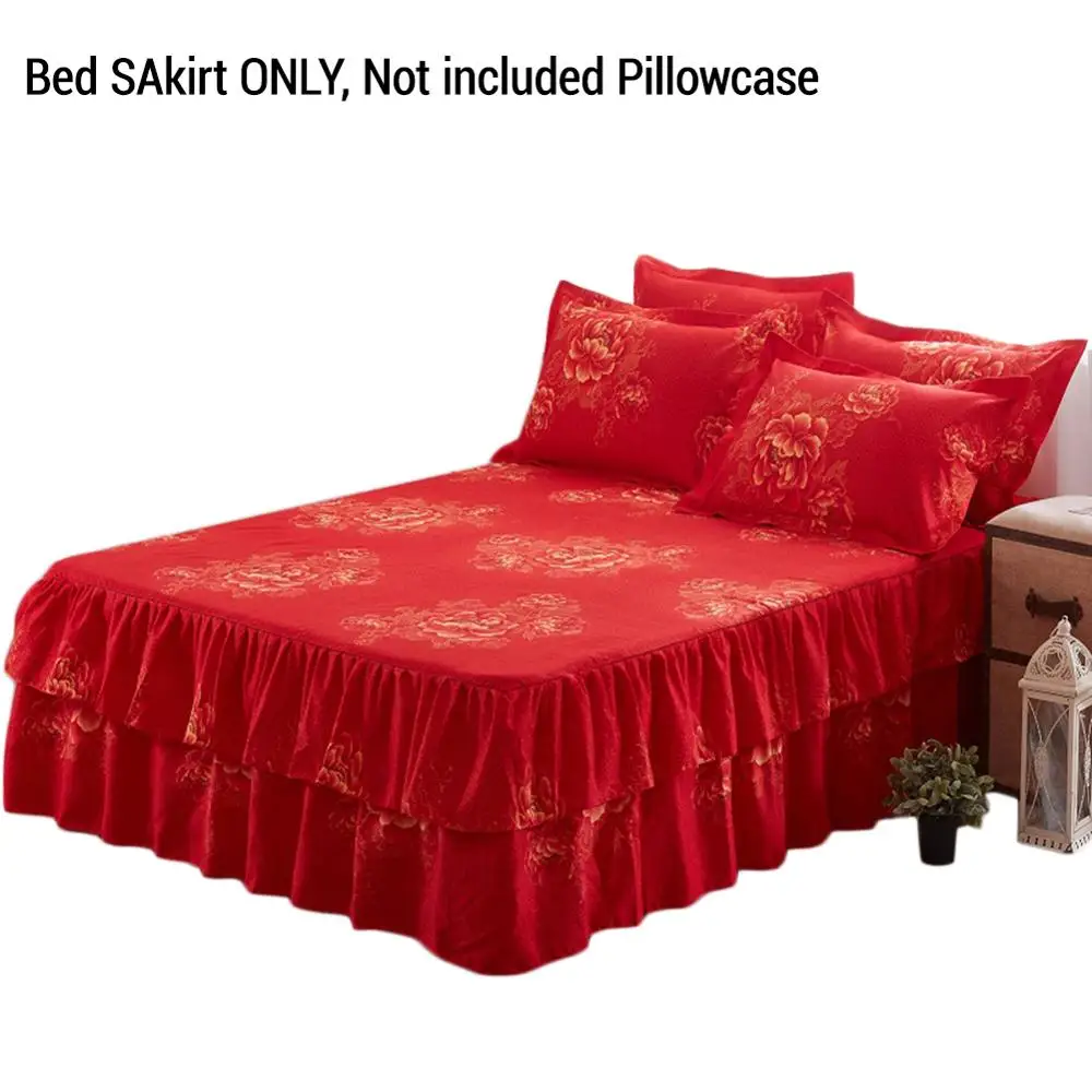 B Bed Skirt 150x200 см Красная Простыня с цветочным рисунком, покрывало, кружевная простыня для спальни, свадебное постельное белье, подарок на новоселье, наволочки - Цвет: B Bed Skirt