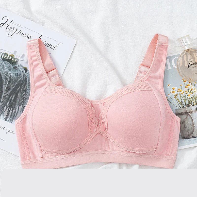 Sujetador de lactancia de algod&oacute;n puro de talla grande, ropa de maternidad con bot&oacute;n frontal, antiflacidez, prenda superior de tubo para Embarazo, lactancia fina-3
