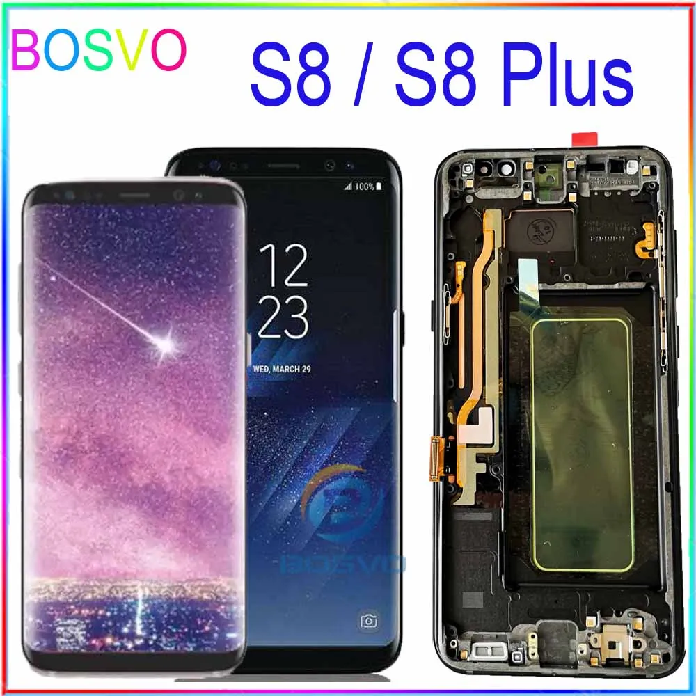 Для samsung S8 G950 G950F ЖК экран Plus G955 с сенсорным дигитайзером рамкой в сборе|Экраны для