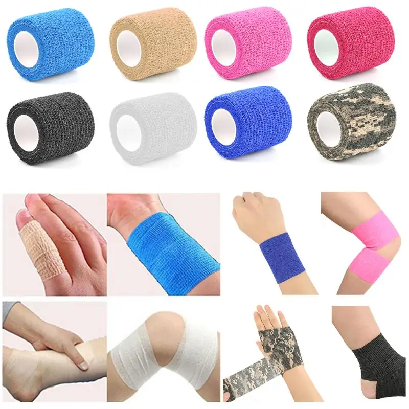 

5m Gauze Tape Self Adhesive Elastic Bandage Wrap Tape Elastoplast For Knee Support Pads Finger Ankle Palm Shoulder First Aid Kit