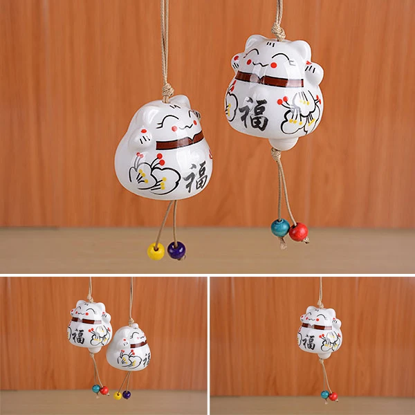 Керамическая подвеска в виде счастливого кота ветряные колокольчики украшение