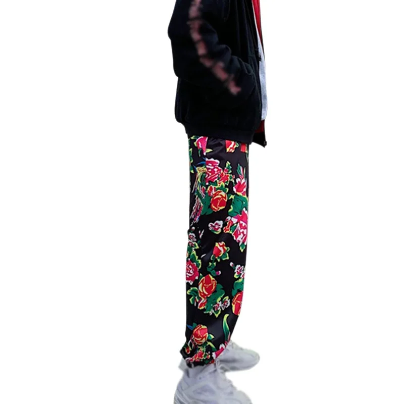 Брюки с большим цветком для мужчин и женщин модная уличная одежда в стиле хип-хоп