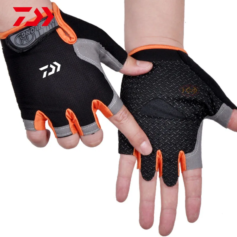 

2021 Daiwa Fishing Half-Finger Gloves Cycling Fingerless Gloves Outdoor Sports Sunscreen Non-Slip Breathable Thin Fishing Gloves