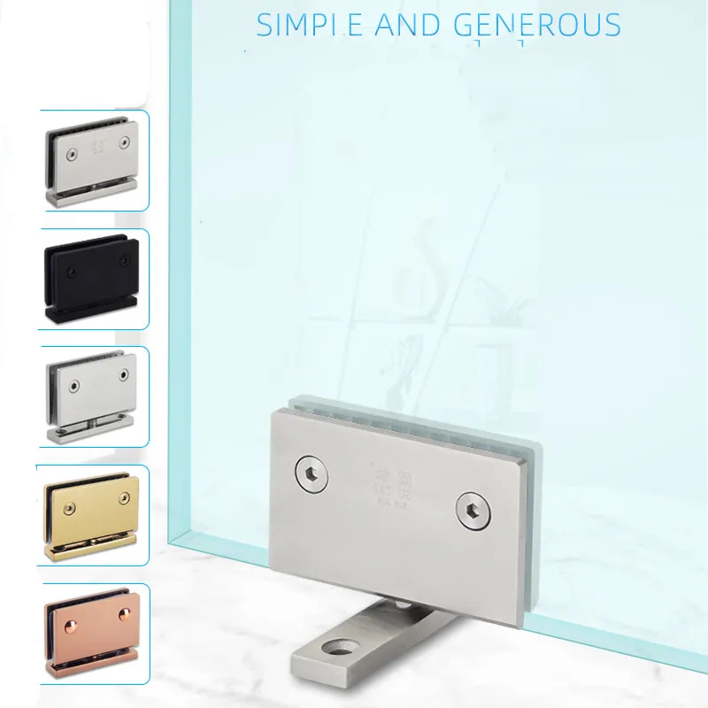 

Bathroom Glass Clamp Display Cabinet 360 Degree Rotating Stainless Steel Black Glass Door Floor Spring Hinge