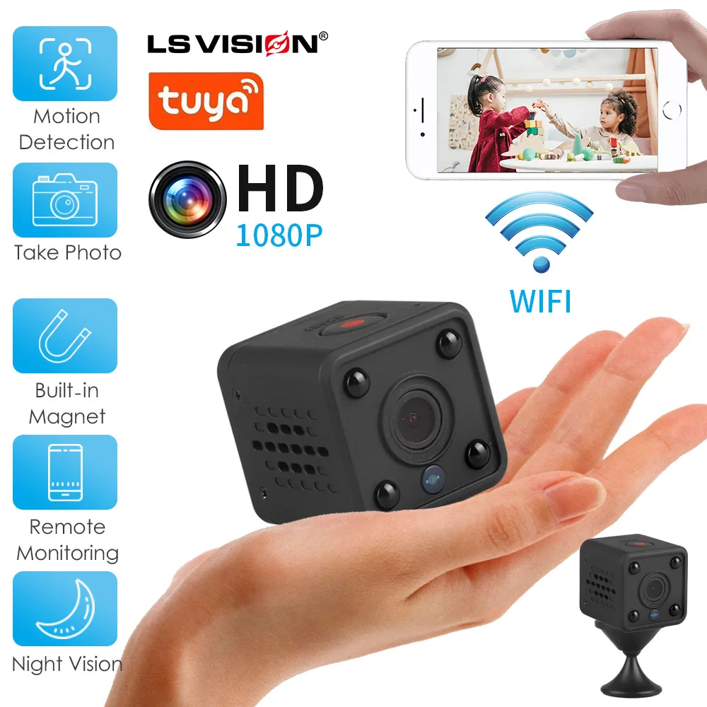 Миниатюрная Wi-Fi IP-камера Tuya HD 1080P с встроенным аккумулятором беспроводная