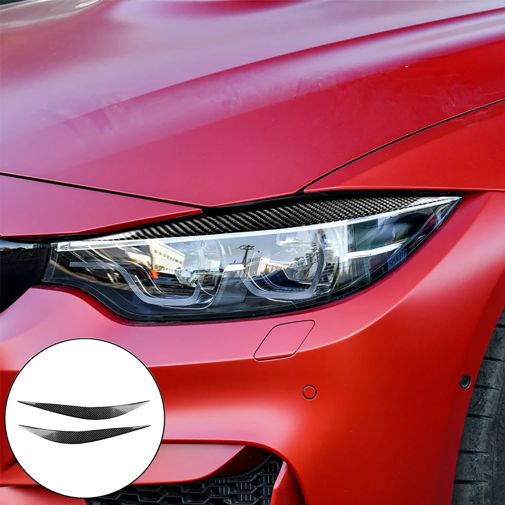 

2Pcs Carbon Fiber Headlight Eye Lid Cover Eyebrow Trim For BMW F32 F33 F36 2012-2017 F80 M3 F82 F83 M4 2014-2016
