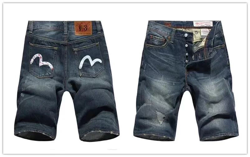 

Authentic Spring Summer High Quality Men's Casual Denim Shorts Breathable Wash Knee Fashion Hip Hop Men's Straight Pants