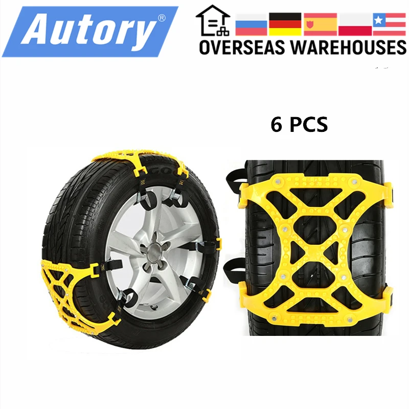 

6pcs Car Tire Snow Chains Universal Thickening Adjustable Anti-skid Chains Safety Double Snap Skid Wheel Tyre Chains Spikes