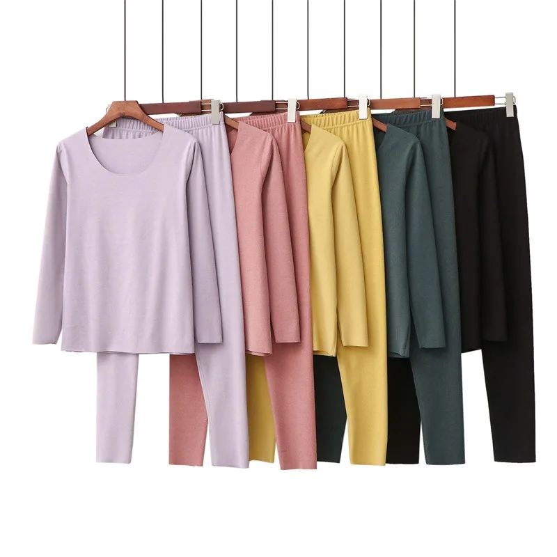 

Women Brand Thermal Underwear Sets Warm Casual Underwear Long Johns Sets Female Sexy Sleepwear Pajamas pijama mujer 2020