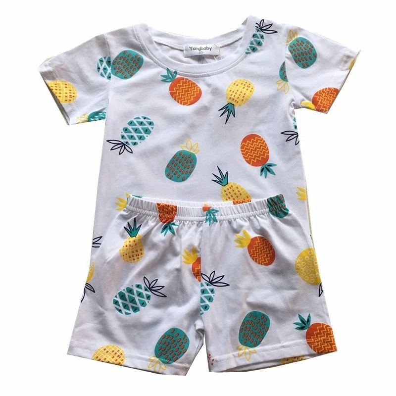 Футболка из чистого хлопка Tonytaobaby костюм с ананасом Детская домашняя одежда лето