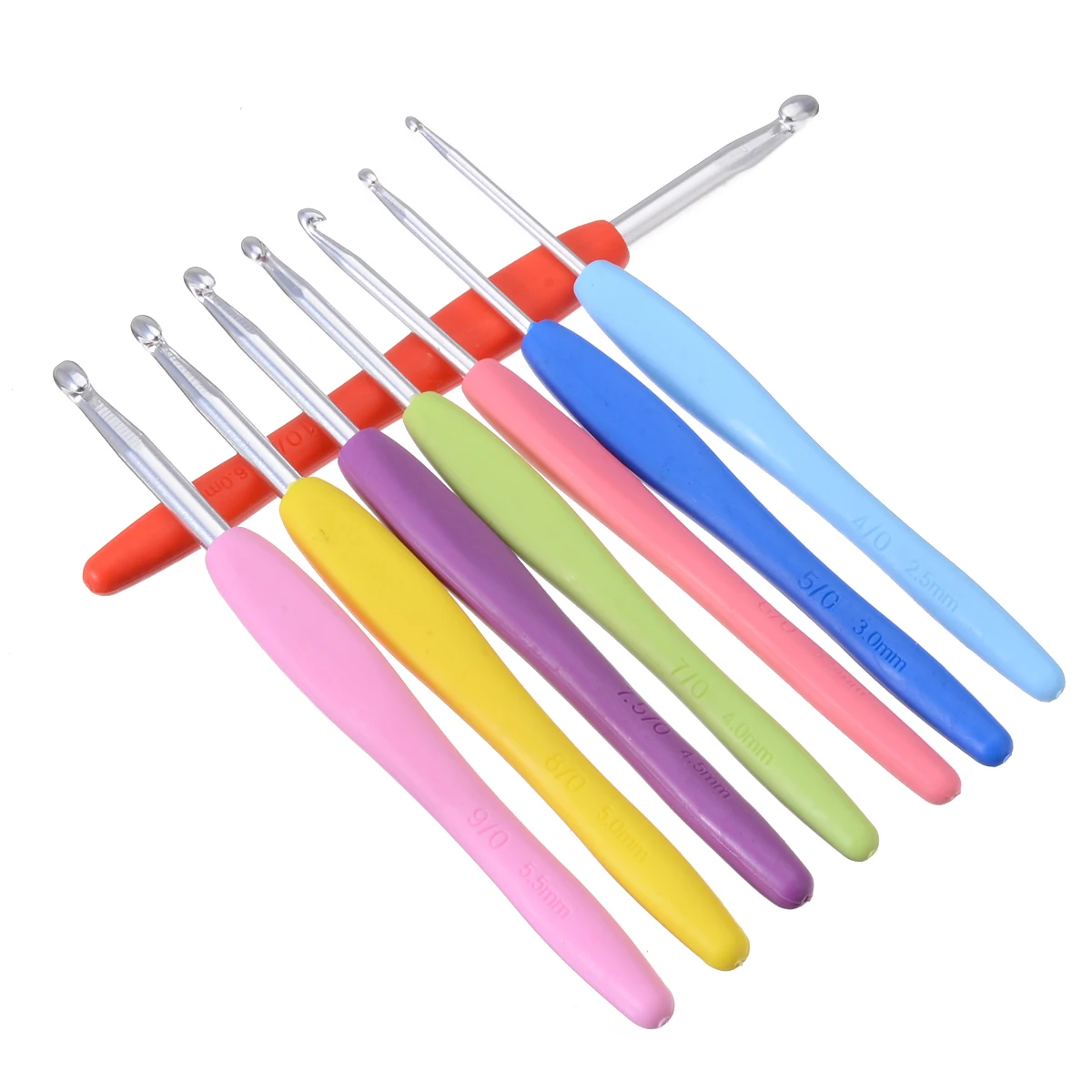 

8Pcs/Set Multicolor Soft Handle Aluminum Crochet Hook Knitting Needles Kit Sweater Scarf Sewing Needles Knitting Tools