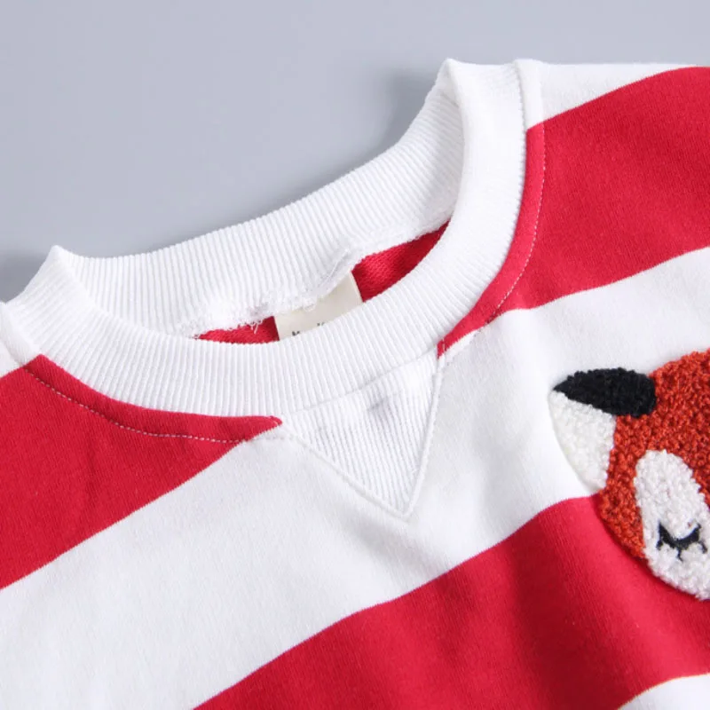 Комплект одежды для мальчиков и девочек милый спортивный свитер в полоску с