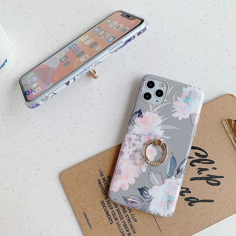 LOVECOM Laser Retro Flower Leaf Phone Case For iPhone 12 Mini Pro 11 Max XR XS 7 8 Plus Banana Soft Back Cover | Мобильные телефоны
