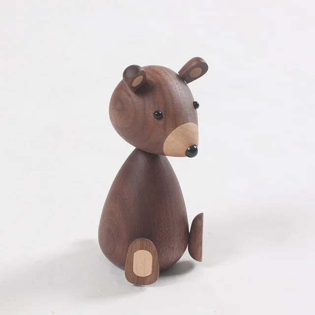 walnut bear-S 1 шт. обезьяна основной цвет деревянные ремесла обработки тика подарки в виде животного практичные домашние твердые деревянные украшения - Цвет: walnut bear-S