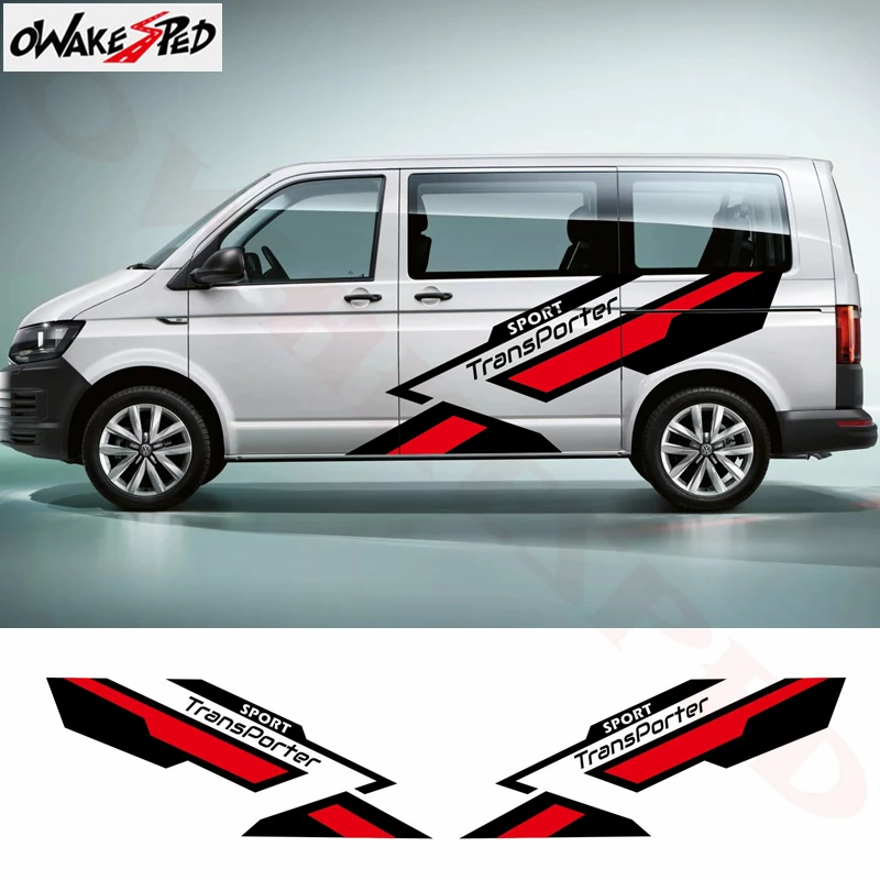 

Виниловые наклейки для кузова автомобиля, боковые полосы, декоративные наклейки для-Volkswagen Transporter T4 T5 T6, аксессуары для автомобиля, спортивны...