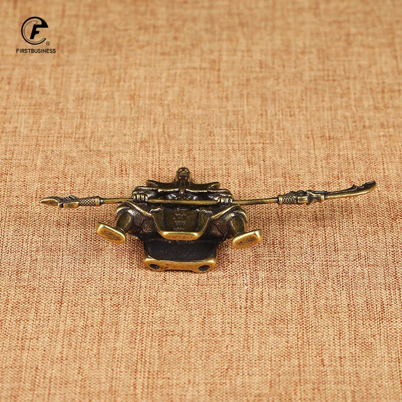 Латунный китайский бог богатства верхом на лошади статуя Гуань Гун аксессуары