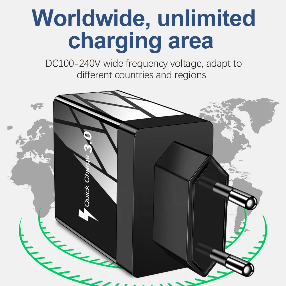 Зарядное устройство USB Quick Charge 3,0 для iPhone 11 7 samsung A50 s8 Xiaomi Huaiwei P20 QC 3,0 быстрое зарядное устройство 4 порта настенный Разъем EU US разъем-адаптер