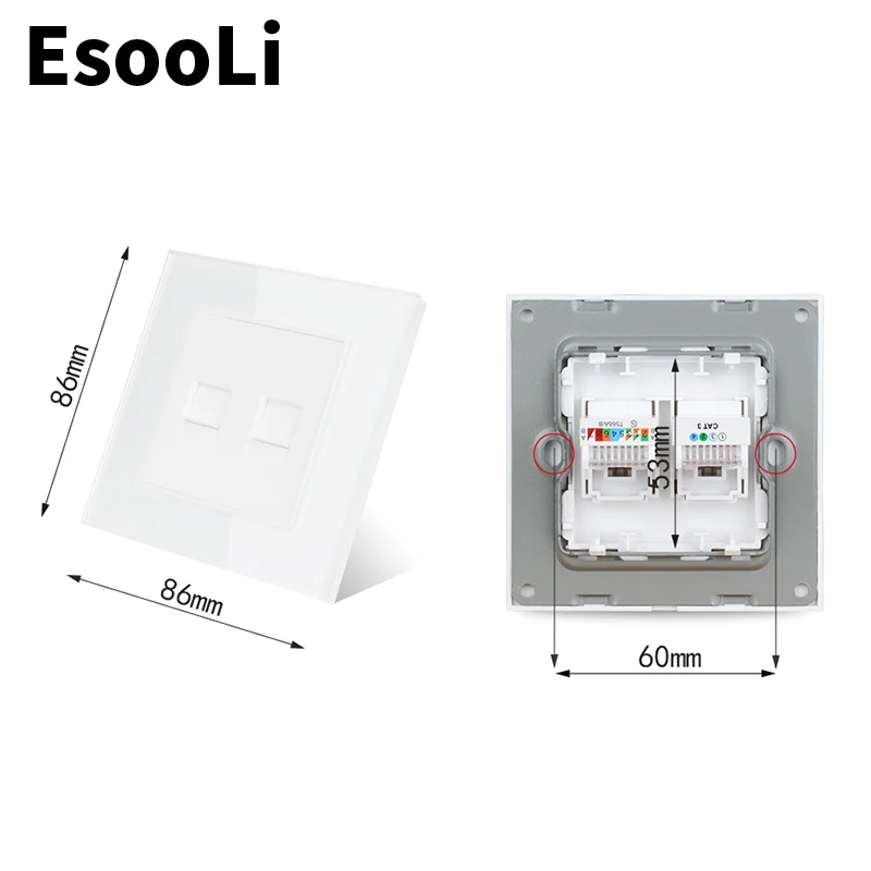 EsooLi белая роскошная хрустальная стеклянная панель 1 банда RJ11 Телефон с RJ45