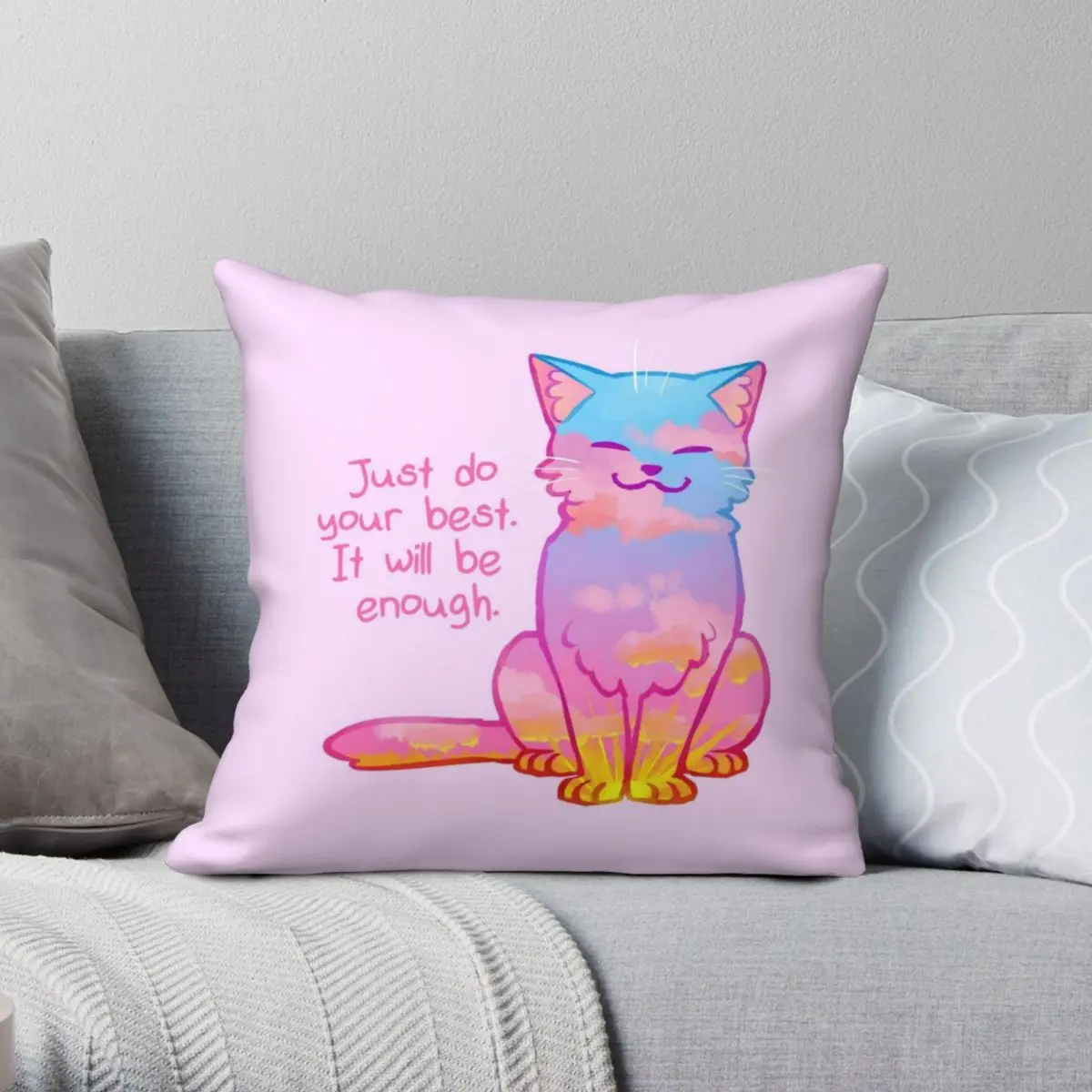 

Чехол для подушки на молнии из полиэстера и льна