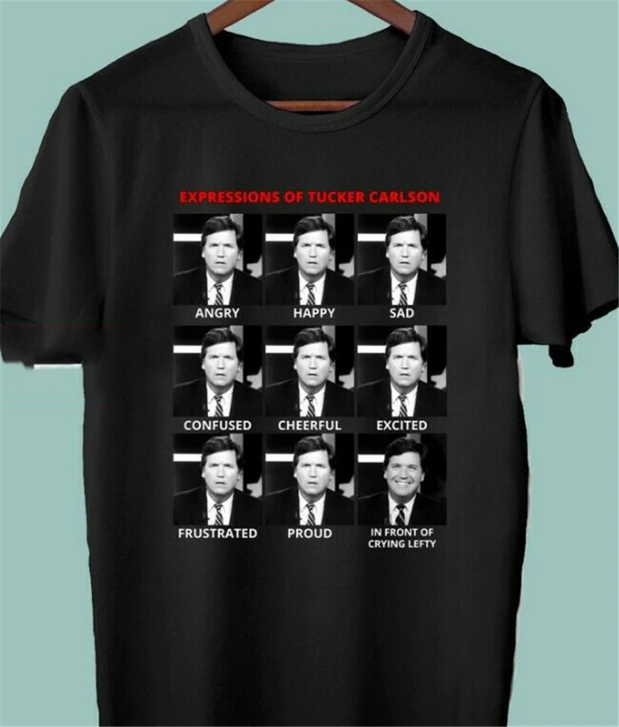 Новая мужская черно-белая футболка с надписью The Expressions Of Tucker Carlson ограниченная