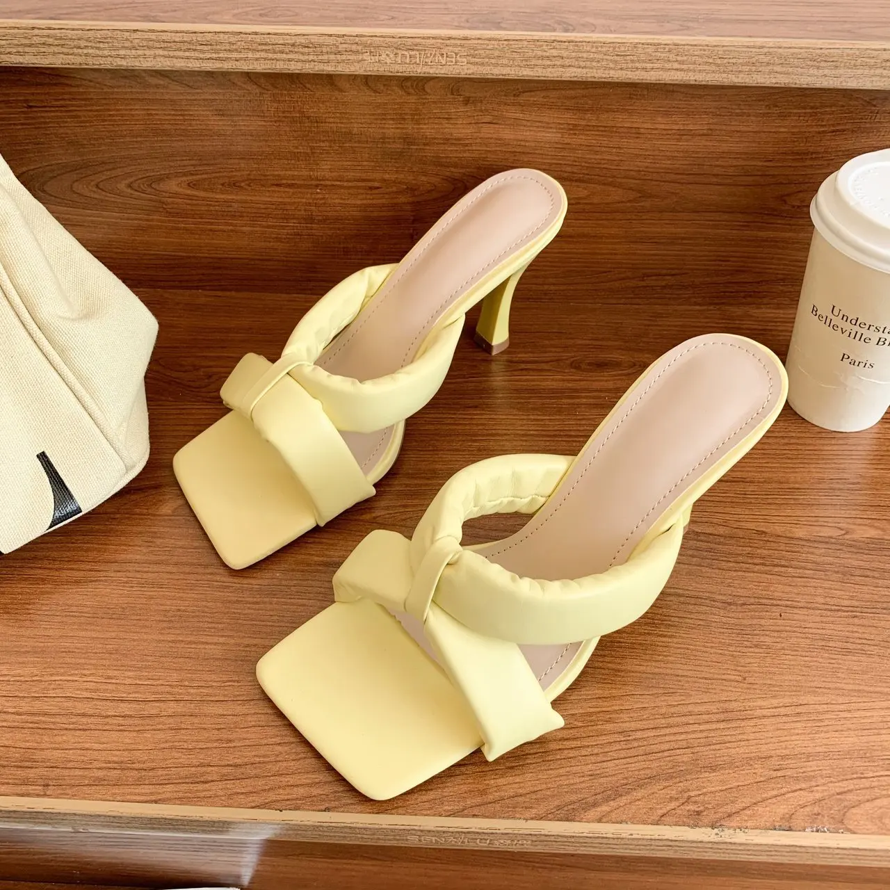 2021 Modern Slippers Women Sandals Ladies Pumps High Heels New Summer Classic Fashion Outside Thin Heels Shallow Med (3cm-5cm)