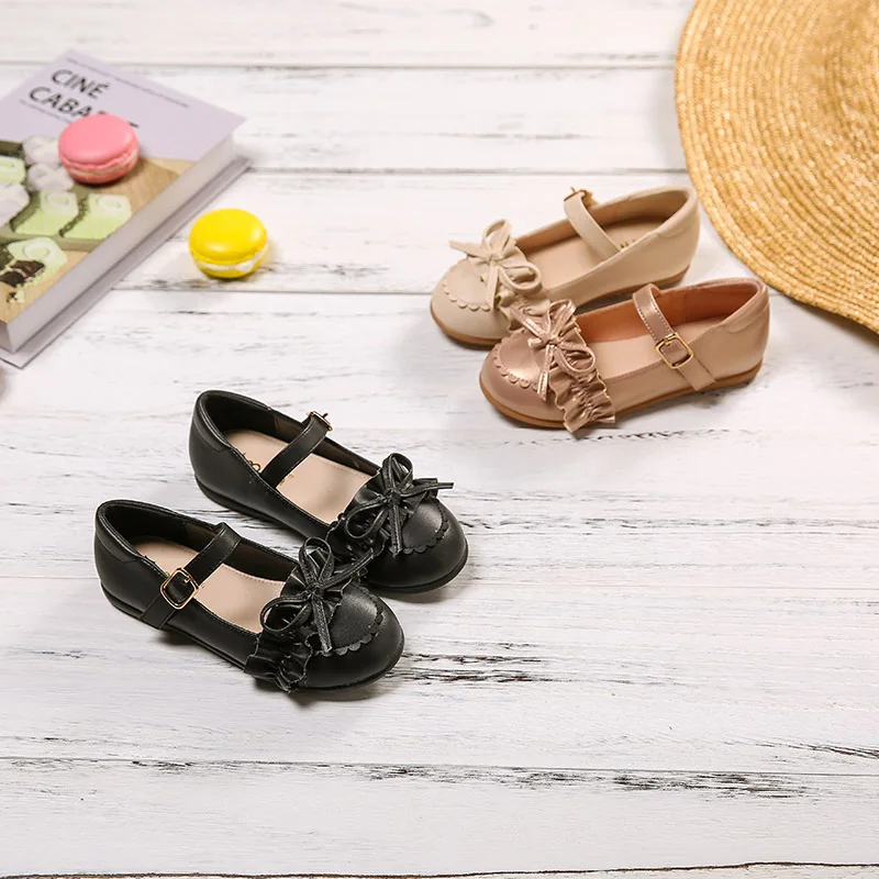 2020 Весенняя детская обувь с бантом туфли принцессы на плоской подошве для