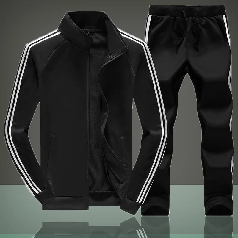 

Winter Casual Solid Color Thickening Stand Collar Tops and Full Length Pants Two - Piece Suit