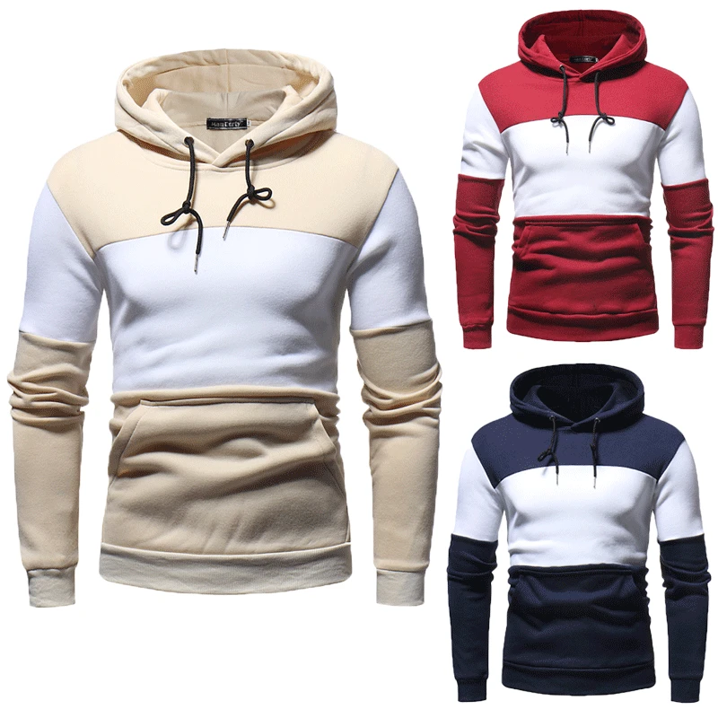 

ZOGAA Men's Hooded Pullover Sweatshirt Contrasting Color Stitching Hoodie Casual Slim Fashion Streetwear Hip Hop Harajuku Men's