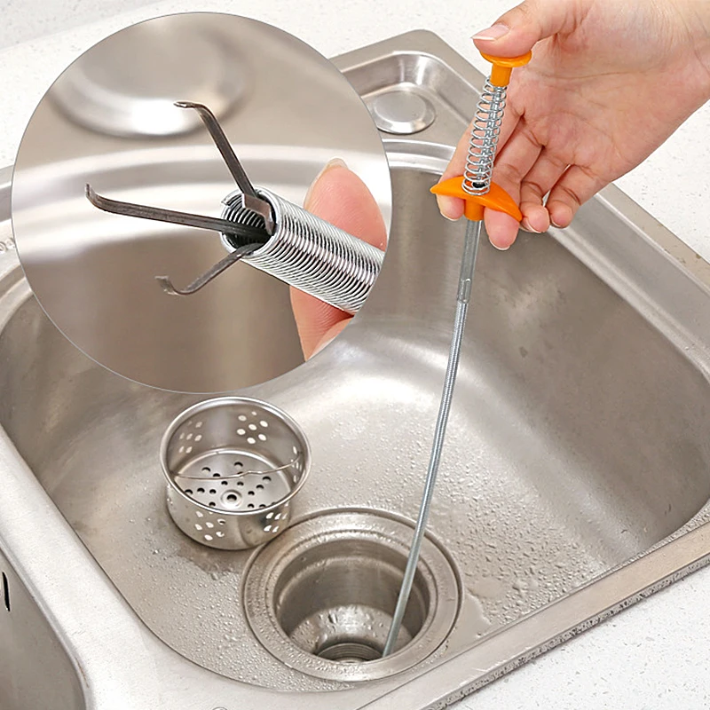 

60cm Flexible Sink Claw Pick Up Kitchen Cleaning Tools Drain Snake Drain Cleaner Sticks Clog Remover Household for Kitchen Sink