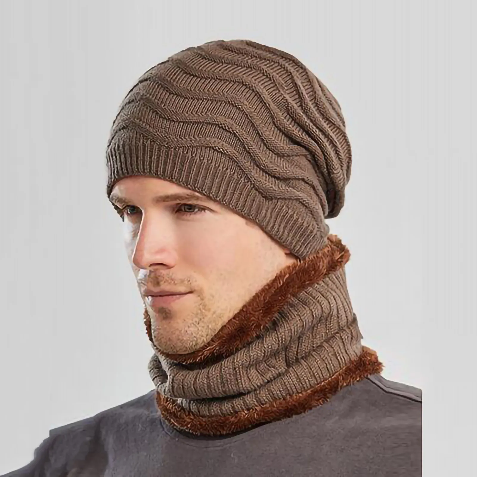 

Beanies Men's Winter Hats For Men Full Protective Winter Thick Knitted Hat Outdoor Warm Cycling Windproof Ear Mask Wool