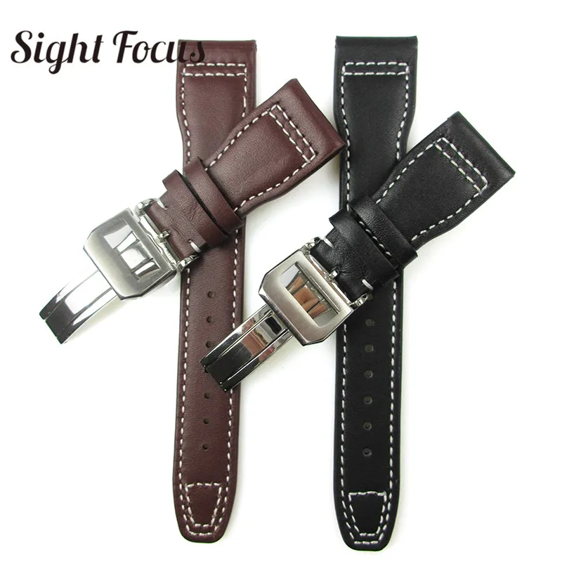 Ремешок из телячьей кожи для IWC черный коричневый браслет часов с большим пилотом