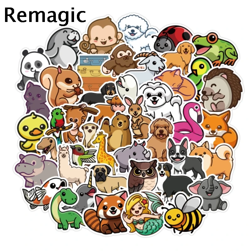 

50pcs Lovely Animals Anime Children Scrapbooking Stickers Waterproof PVC Skateboard Guitar Suitcase Funny Graffiti Kid Classic
