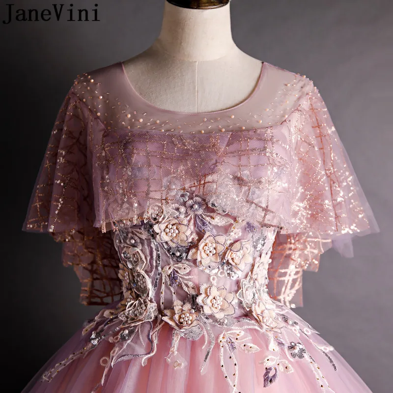 Винтажное розовое платье jaevini для Quinceanera 2021 жемчужины блестки цветы из бисера