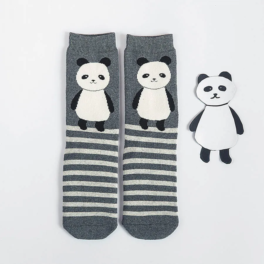 Panda Socks WPLOIKJD/осенне-зимние теплые махровые милые носки с петлями; повседневные забавные носки с рисунками животных; носки на Рождество; Calcetines; подарок - Цвет: Panda Socks