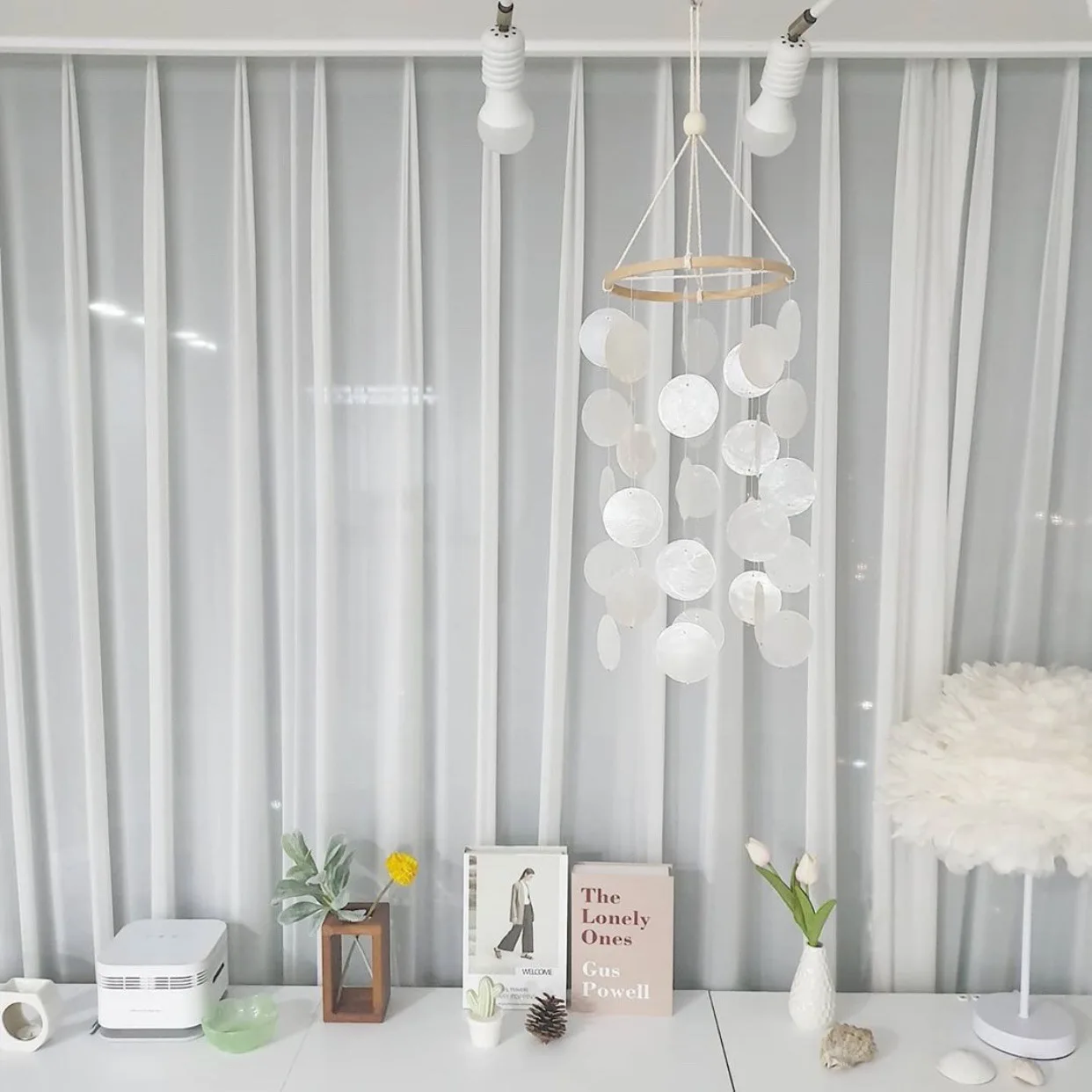 

Children's Wind Chimes INS Dream Catcher Simple Wooden Beads Round Color Shell Wall Ornaments Wind Chime Soft Decoration Props