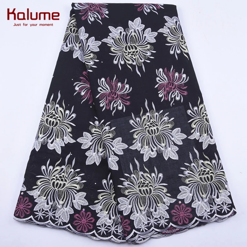 Kalume 2020 Cheap African Lace Fabric Black Swiss Cotton With Stone Nigerian Voile For Sewing Party F1937 | Дом и сад