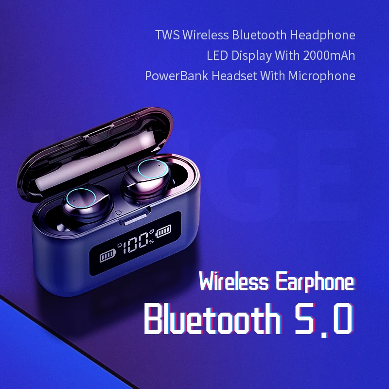 Беспроводные наушники KUGE гарнитура с микрофоном Bluetooth 5 0 TWS LED дисплей внешним