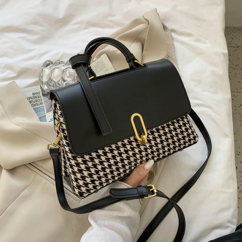 

2021 Women Shoulder Messenger Bag Jacquard Fabric Contrast Color Small Bag Female Bag Korean Style Handbags For Girls