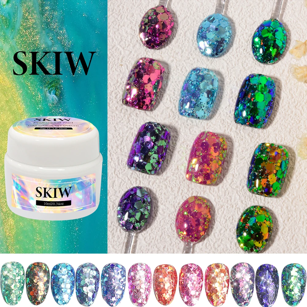 

SKIW Bling Gel Nail Polish Esmalte Semipermanente Reflective Glitter Nail Polish Foil Gold Paint For LED UV Lamp Gel Nail Polish