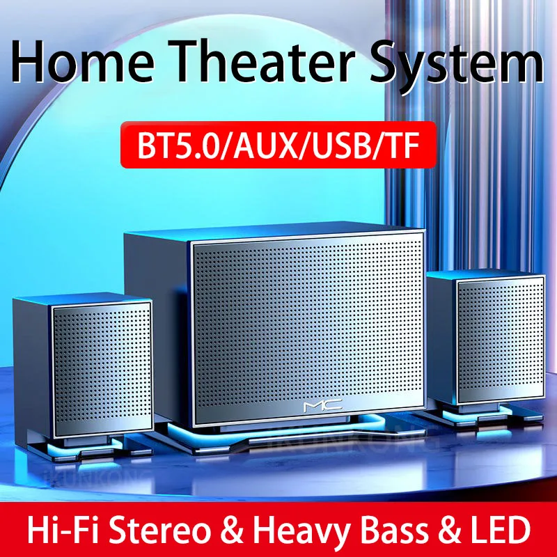 

2022 LED Computer Combination Speakers AUX USB Wired Wireless Bluetooth Audio Home Theater System Surround SoundBar for PC TV
